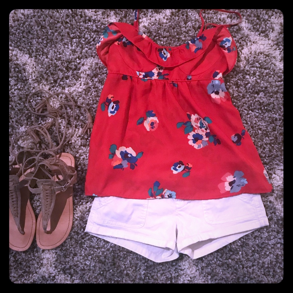 Silky flowered tank top